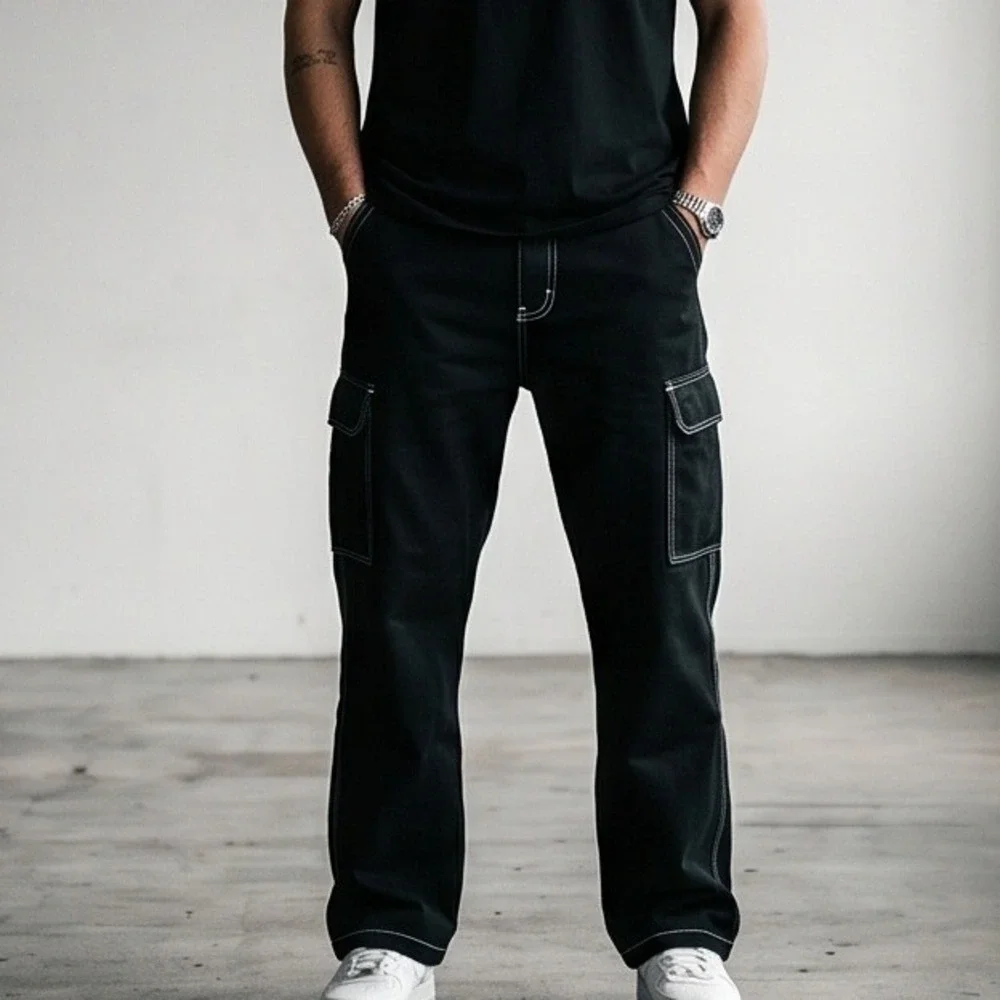 True Religion 36x32 Mens Jet Black Cargo‎ Pants Style 108335 Stitch NWT $159
